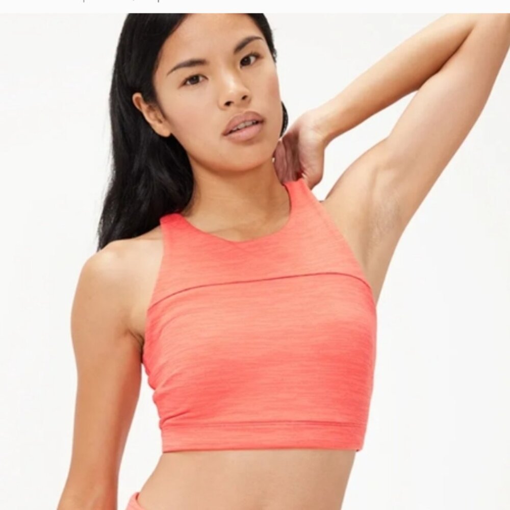 Outdoor Voices Move Free Crop Top Racerback Sports Bra Women's Medium Peach